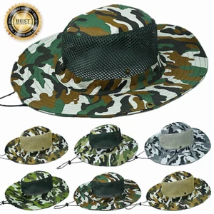Unisex Bucket Boonie Hat Sun Visor Brim Cool Mesh Camo Fishing Hiking Cap Hats - Picture 1 of 15