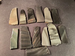 ~RW~ UNPOLISHED "OBSIDIAN SLICES" for KNAPPING~~BAKERS DOZEN - Picture 1 of 5