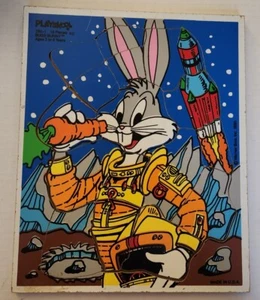 Playskool wooden puzzle 1980s BUGS BUNNY in Space 16 PC Warner Brothers - Picture 1 of 2