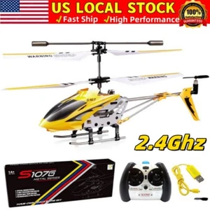 Yellow Syma S107G 3.5CH Mini RC Helicopter Metal Remote Control Helicopter Kids - Picture 1 of 12