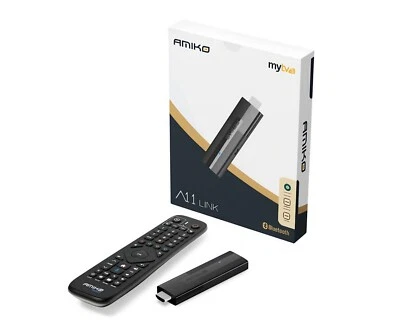 Android TV Dongle Stick MYTV3 Bluetooth Remote Dualband WiFi AMIKO A11 LINK - Image 1 of 4