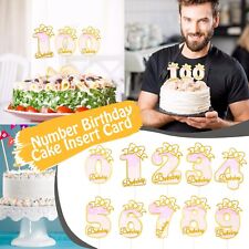 Pink Number Birthday Cake Insert Card, Cake Decoration Insert Card, Desser
