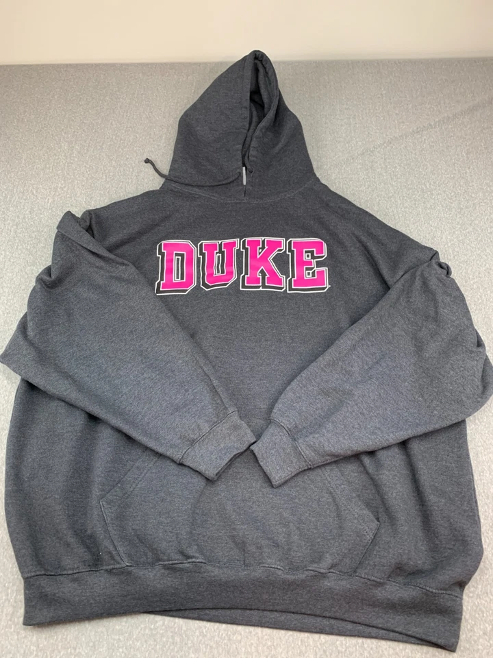 DUKE Pink Logo Pullover Sweater Sweatshirt Hoodie Womens Plus Size 3XL Gray EUC - Image 1 of 4