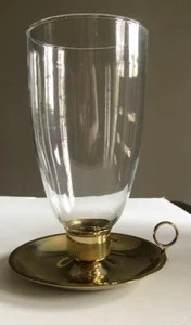 Baldwin Brass Hurricane Lamp Globe Taper Candle Holder Glass Shade Chamberstick - Picture 1 of 8