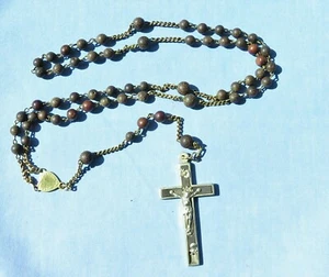Vintage / Antique? French Rosary with Metal Crucifix and Inlay - Picture 1 of 12