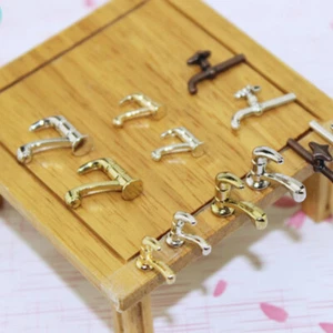 Rubinetto lavandino bagno miniature casa delle bambole scala 1:12 4 pezzi metallo decorazione costruzione - Foto 1 di 25