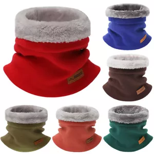 Neck Warmer Scarf Soft Knitted Fleece Lined Womens Mens Warm Winter Snood Scarf - Picture 1 of 33