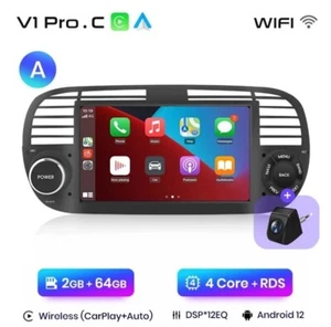 Autoradio Fiat 500 2007-2015 2G+64GB CarPlay-AndroidAuto + Retrocamera - Foto 1 di 11
