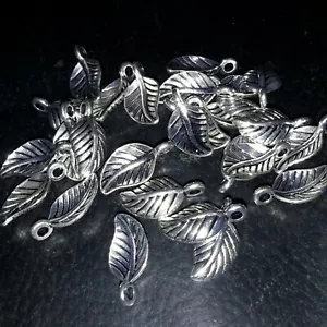 Dije antiguo de hoja de plata, 14x7x2,5 mm, 15 piezas, vendedor de onzas de franqueo gratuito - Imagen 1 de 3
