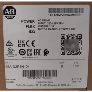 Nuevo sellado Allen-Bradley 25A-D2P3N104 AC Drive Ser B PowerFlex 523 0,75 kW 1 HP - Imagen 1 de 5