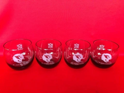 St Louis Cardinals, NFL Football Whisky Rocks Glasses, 70's Gas Giveaways 4 pcs Cover