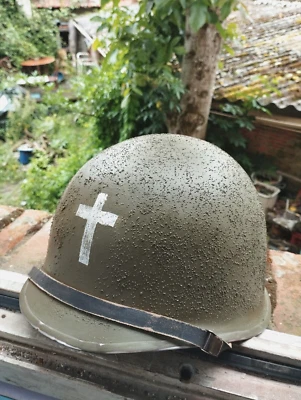 Casque US M1"Aumonier" WW2 - Photo 1/4