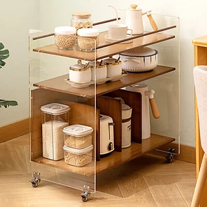 Modern 3 Tiers End Table Freestanding Rectangle Side Table Indoor Home Tawny NEW - Picture 1 of 21