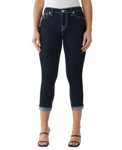 True Religion Women's Plus Size Jennie Big T Capri Jeans (Body Rinse, 24W) - Picture 1 of 4