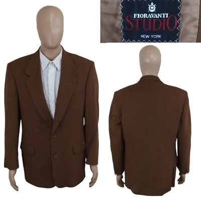 Blazer Fioravanti Studio Dos Botones Marrón Sólido 100% Cachemira Atlético Delgado 44R Foto 1 de 4