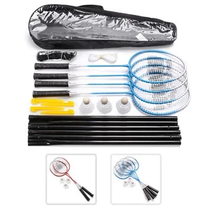 Badminton Set 2/4 Schläger mit Netz für Kinder Badmintonschläger 3 Federbällen - Bild 1 von 18