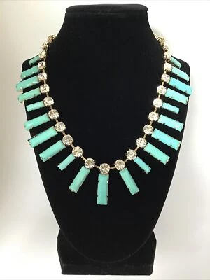 AMRITA SINGH Faux Green Turquoise And Rhinestone Crystal Statement Necklace - Image 1 of 3