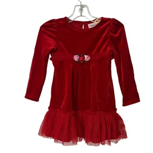 Girl Toddler Dress Size 24 M Red Festive Dressy Ruffle Hem Stretch Younland NEW - Picture 1 of 11