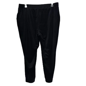 Pure Jill Jogginghose Damen 2X schwarz Velours Hose Taschen Überziehen bequem warm weich Neu mit Etikett - Bild 1 von 12