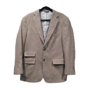 Southwick Clothes Mens Houndstooth Sport Coat Size 38R Brown Quiet Luxury Golf - Picture 1 of 13