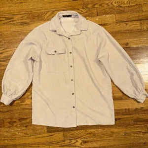 NASTY GAL Women's Shacket Size 0 Beige Corduroy Long Sleeve Button Down Top - Picture 1 of 6
