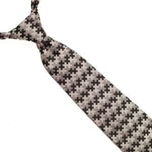 Turnbull & Asser Silk Tie Gray Jigsaw Puzzle Pattern 58x3.75” Handmade England - Picture 1 of 6