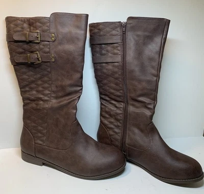 Botas de equitación altas acolchadas Route 66 Enid marrón talla 9W con cremallera lateral para mujer Foto 1 de 4