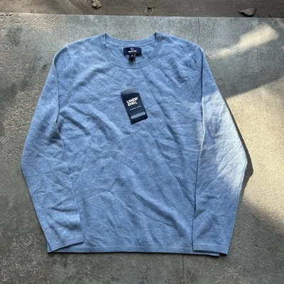 Lands End 100% Cashmere Sweater Mens M Sky Blue Crew Neck Lightweight Preppy - Image 1 of 4