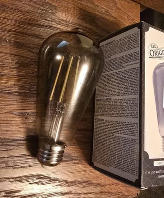 New in Box Feit Vintage Edison Cone Tip LED Light Bulb Dimmable ST19 Smoke Glass - Image 1 of 4