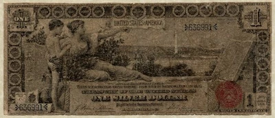 1896 $1 “EDUCATIONAL” SILVER CERTIFICATE CURRENCY- Fr. 224 - Image 1 of 2