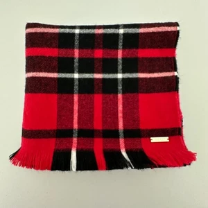 LRL Ralph Lauren Bufanda Roja Negra Tartán Cuadros Suave Flecos Clásico Academia Pre - Imagen 1 de 11