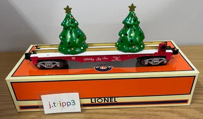Lionel 2128060 Christmas Tree Holiday Joy Flat Car O Gauge Train Xmas Lights - Image 1 of 4