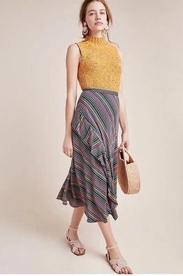 Anthrophologie  Maeve Eliora Striped Midi Skirt Size 2 - Image 1 of 4