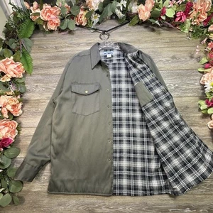 Vintage Military Jacket Flannel Adult Medium Flannel Lined Snap Button Vintage - Picture 1 of 14