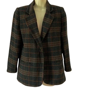 Vintage Sag Harbor Petite Women’s Wool Blend Plaid Blazer Size 4 Office Preppy - Bild 1 von 11