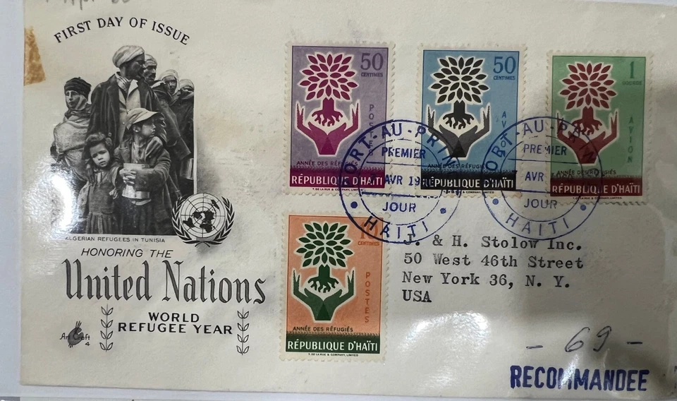 HAITI FDC 1960 WORLD REFUGEE YEAR PORT AU PRINCE POSTMARK FIRST DAY ISSUE - Image 1 of 1