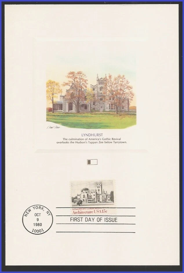 USA3 #1841 U/A FLEETWOOD PROOFCARD FDC   American Architecture Lindhurst - Image 1 of 1