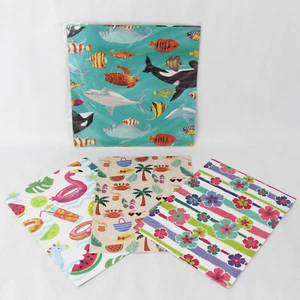 Lot of 4 Summer Fun Design Birthday Gift Wrap Sheets 30x20 - Picture 1 of 5