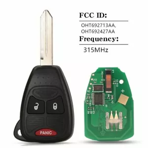 New Uncut Remote Key Fob 3 Button for 2006-2008 Dodge 1500 2500 3500 FCC OHT - Foto 1 di 5