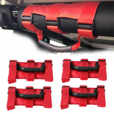 4pcs Roll Bar Grab Handles Grip Handle For Jeep Wrangler YJ TJ JK JK JL JLU RED Foto 1 de 4