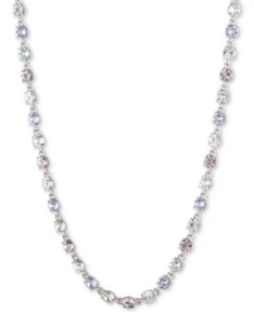 $98 Givenchy Silver-Tone Crystal Multi Colors  Collar Necklace GJ4 - Picture 1 of 6