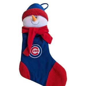 Cubs Baseball Christmas Stocking Fleece Snowman red & blue unbrande 21 inch - Picture 1 of 10