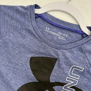 Under Armour Shirt Boys Youth L Loose Blue Heather Graphic Logo - Picture 1 of 7