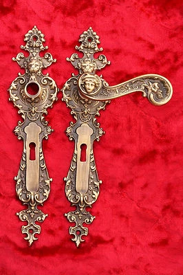 Maniglia per porta Leone ferramenta per porta maniglia per porta 290 x 70 BB72 mm in ottone massiccio #K1PATBB - Immagine 1 di 4