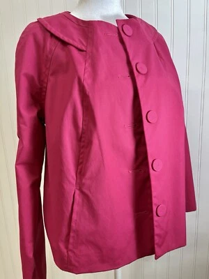 Chaqueta Impermeable Liz Claiborne Rosa Caliente Talla XL Inclinada Bolsillos Frontales Elegante Abrigo Foto 1 de 4