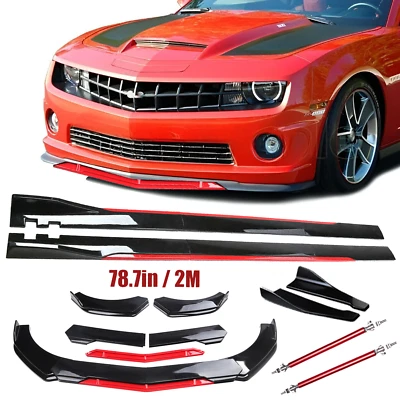 For Chevrolet Camaro Front Bumper Lip Splitter Spoiler Side Skirts Glossy Black Foto 1 de 4