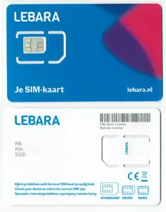 European Lebara Prepaid Sim Card NL, EU, EWR EEA Niederlande 4G SIM-Karte - Bild 1 von 2