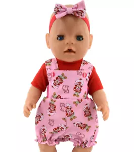 Dolls clothes for 17" Baby Born/18" American Girl/Our Gen DUNGAREES~TOP~HEADBAND - Picture 1 of 5
