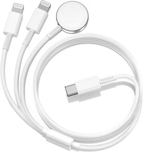 Chargeur magnétique 3 en 1 6 pieds USB-C - Apple Watch tailles SE/8/7/6/5 et 38-45 mm - Photo 1 sur 14