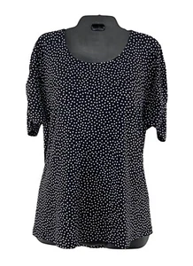 Dressbarn Woman Size IX Polka Dot Stretch Top Ruched Short Sleeve Tunic - Picture 1 of 4